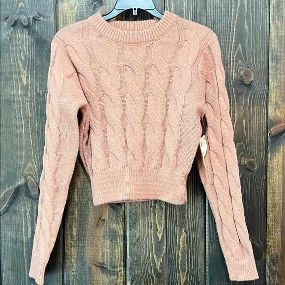 Altar'd State Pink Cable Knit Sweater - Picture 1 of 8